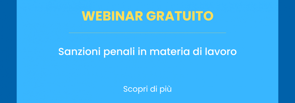 webinar gratuito Sanzioni penali in materia di lavoro