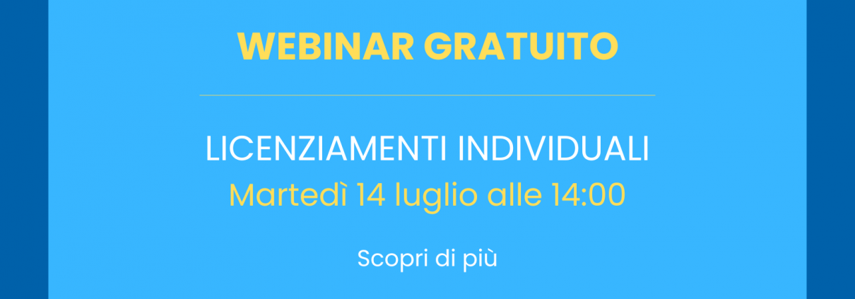 webinar 14 luglio - Licenziamenti individuali
